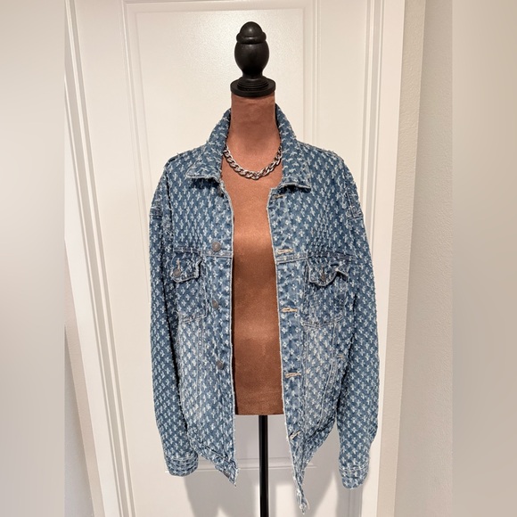 Jaded London Jackets & Blazers - Jaded London Distressed Denim Jacket | Textured Oversized Jean Jacket